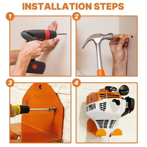 Heavy-Duty Wall-Mounted Garage Tool Rack – Trimmer & Power Tool Holder - Image 4