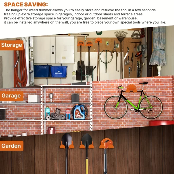 Heavy-Duty Wall-Mounted Garage Tool Rack – Trimmer & Power Tool Holder - Image 5