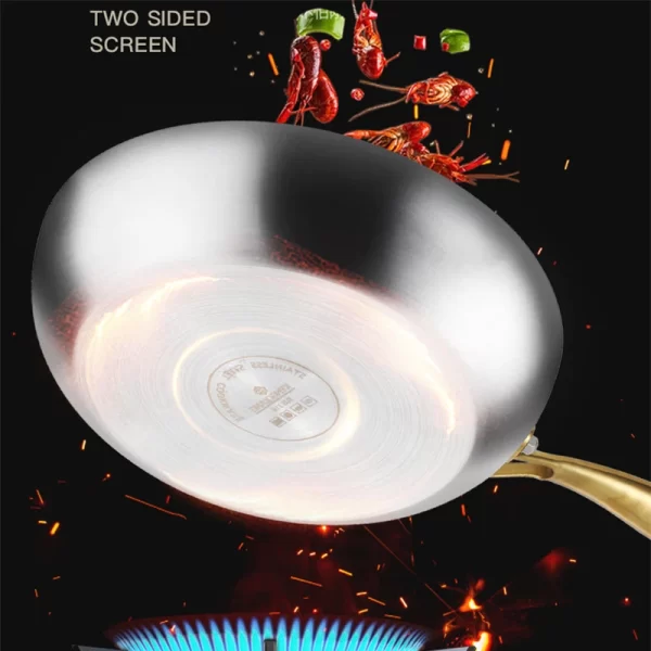 316 Stainless Steel Frying Pan – 22-28cm Nonstick Wok & Skillet - Image 5