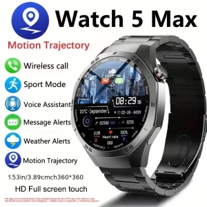 2025 Watch 5 Max Smart Watch – AMOLED Display, GPS, Bluetooth Calls, Heart Rate & Fitness Tracker