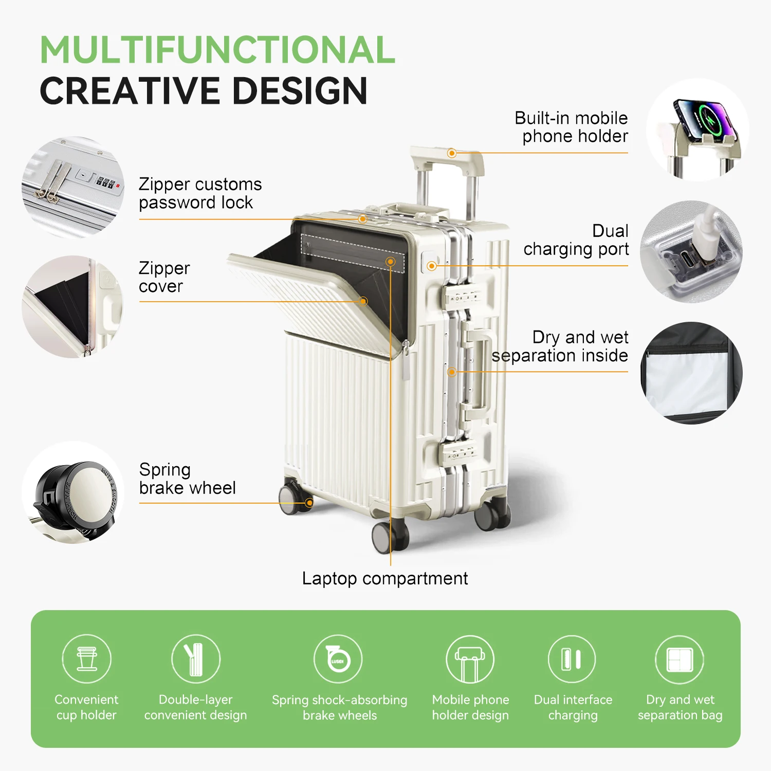 AIWEINY 2025 Aluminum Frame Suitcase - Image 3