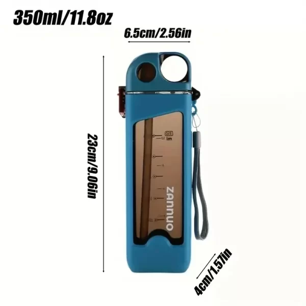 350ml Leak-Proof Square Water Bottle – Portable Sports Cup with Lockable Lid & Measurements - Image 6