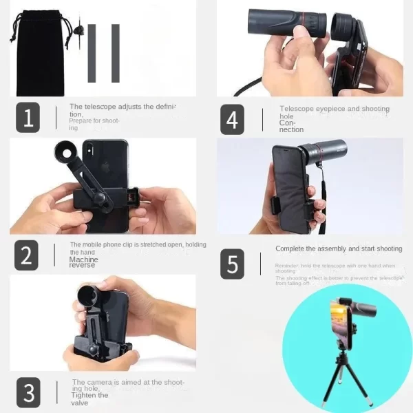 2000x25 HD Outdoor Monocular Telescope with Phone Holder - Image 5
