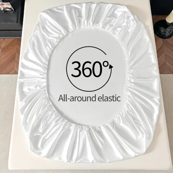 Satin Fitted Bed Sheet with 360° Elastic Band - Image 3