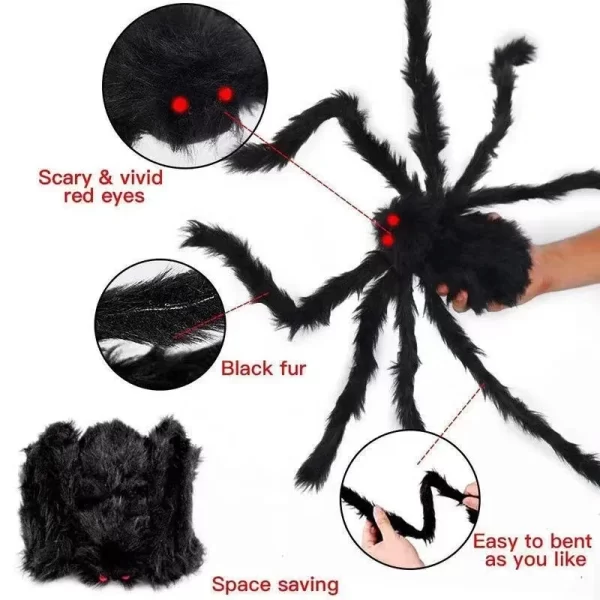 Giant Black Spider Halloween Decoration - Image 5