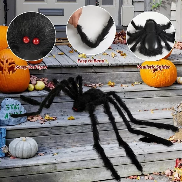 Giant Black Spider Halloween Decoration - Image 2
