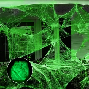 Glow-in-the-Dark Halloween Spider Webs – Fluorescent Cobweb Decorations