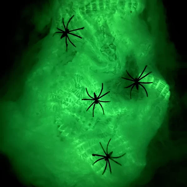 Glow-in-the-Dark Halloween Spider Webs – Fluorescent Cobweb Decorations - Image 5