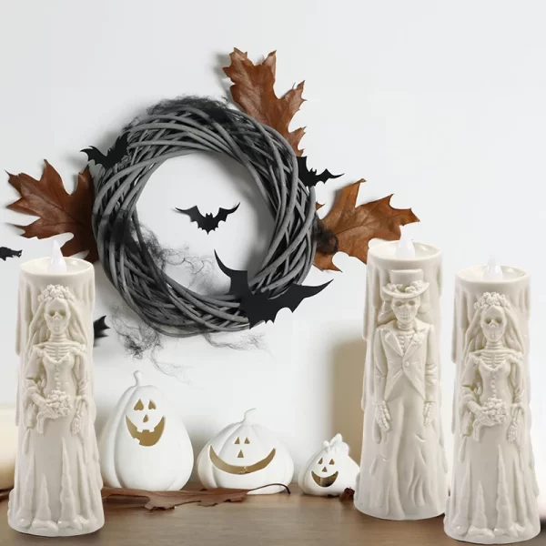 Halloween Ghost Bride & Groom LED Candle – Spooky Flameless Night Light - Image 10