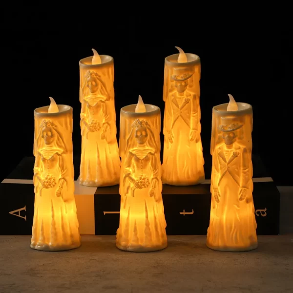 Halloween Ghost Bride & Groom LED Candle – Spooky Flameless Night Light - Image 4