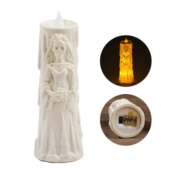 Halloween Ghost Bride & Groom LED Candle – Spooky Flameless Night Light - Image 9