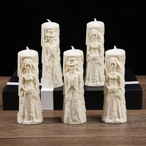 Halloween Ghost Bride & Groom LED Candle – Spooky Flameless Night Light - Image 3