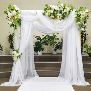 6m Wedding Arch Drape – Sheer Chiffon & Organza Backdrop Curtain