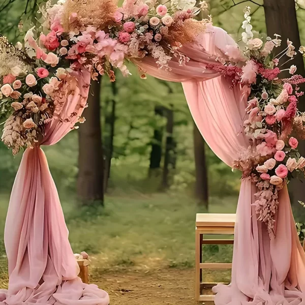6m Wedding Arch Drape – Sheer Chiffon & Organza Backdrop Curtain - Image 3
