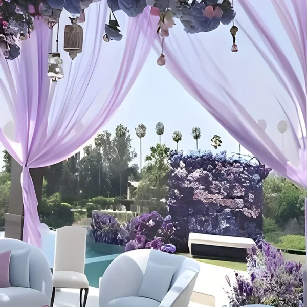 6m Wedding Arch Drape – Sheer Chiffon & Organza Backdrop Curtain - Image 6
