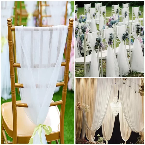 6m Wedding Arch Drape – Sheer Chiffon & Organza Backdrop Curtain - Image 8