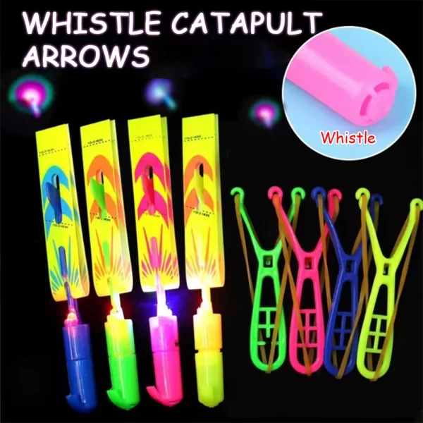 Glow-in-the-Dark LED Rocket Helicopter Toys – 10 Pack with Launchers - Image 2