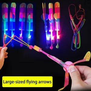 Glow-in-the-Dark LED Rocket Helicopter Toys – 10 Pack with Launchers
