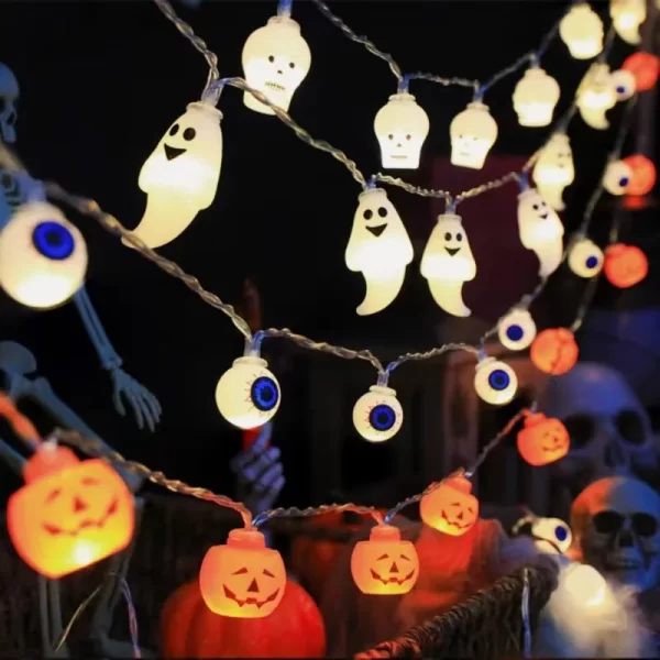 Halloween LED Light String – Eyeballs, Pumpkins & Skulls - Image 4