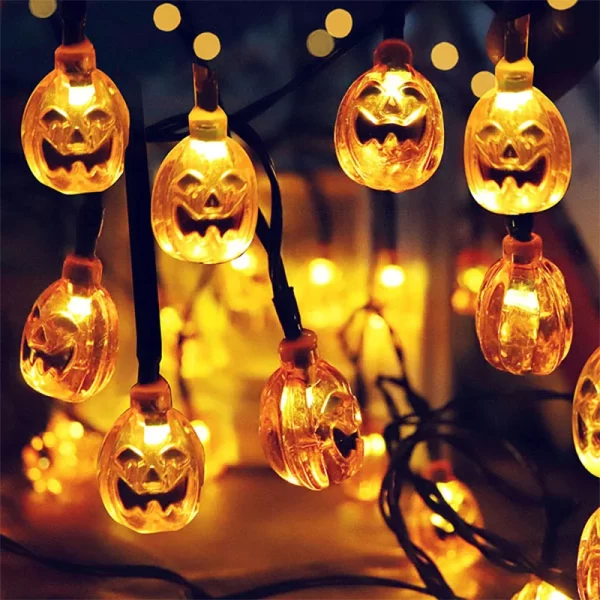 Halloween LED Light String – Eyeballs, Pumpkins & Skulls - Image 2