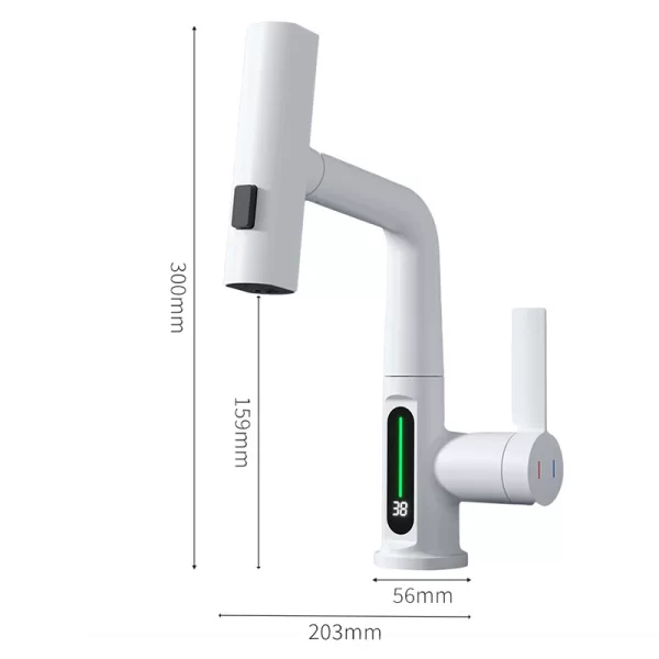 Waterfall Basin Faucet with Pull Out Spray and LED Temperature Display - Image 2