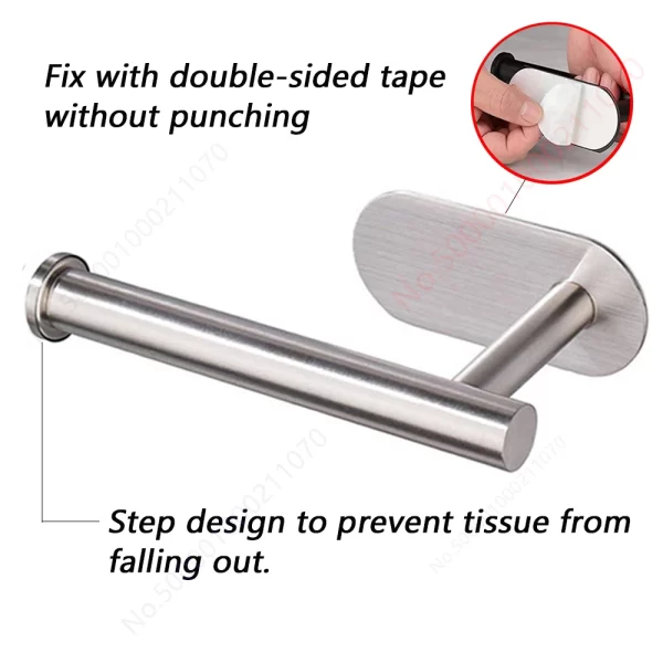 Self-Adhesive Stainless Steel Toilet Paper Holder & Kitchen Roll Rack - Image 3