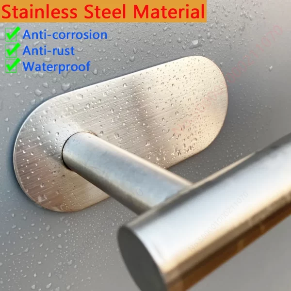 Self-Adhesive Stainless Steel Toilet Paper Holder & Kitchen Roll Rack - Image 2