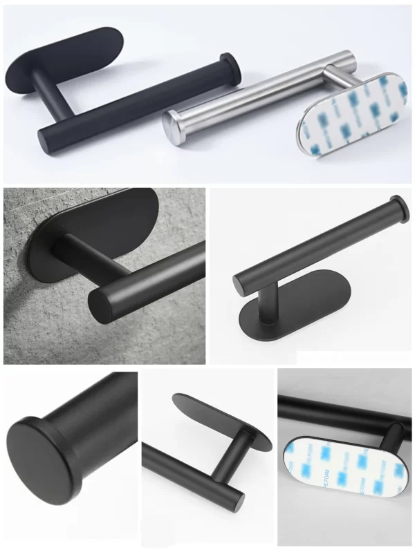 Self-Adhesive Stainless Steel Toilet Paper Holder & Kitchen Roll Rack - Image 8