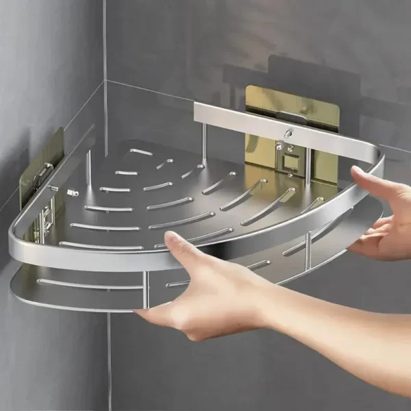 Aluminium Wall Mounted Corner Bathroom Shelf