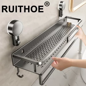 Ruithoe Aluminum Suction Cup Bathroom Shelf