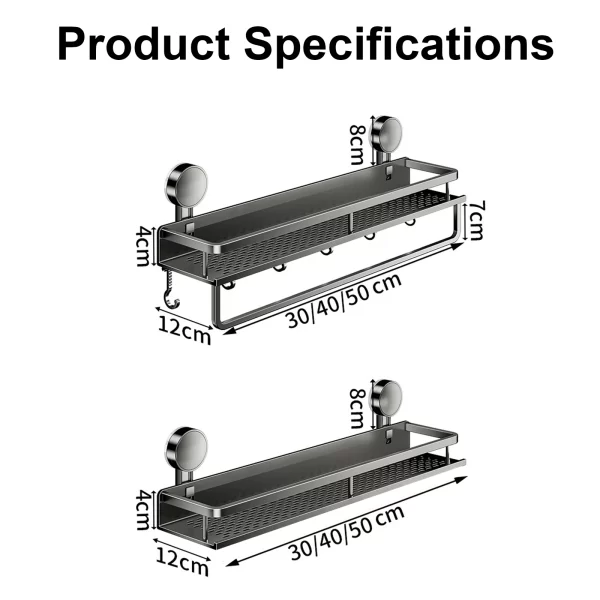 Ruithoe Aluminum Suction Cup Bathroom Shelf - Image 7