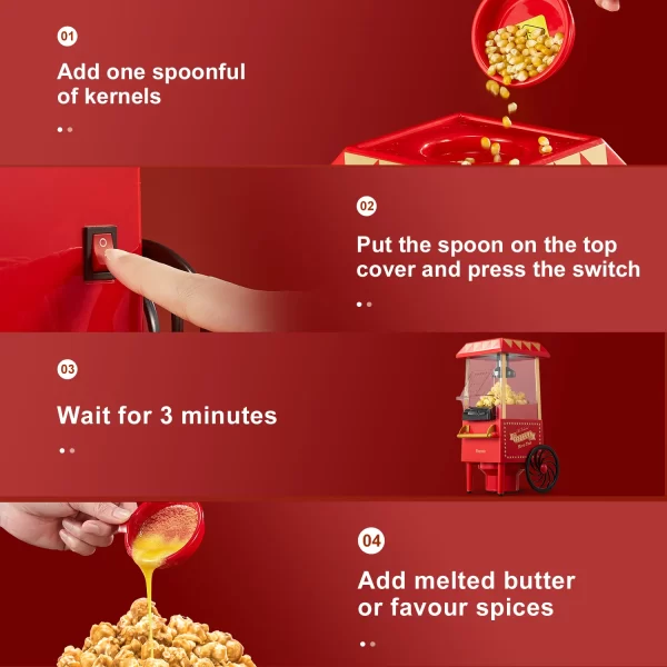Cozeemax 1200w Retro Hot Air Popcorn Maker - Image 2