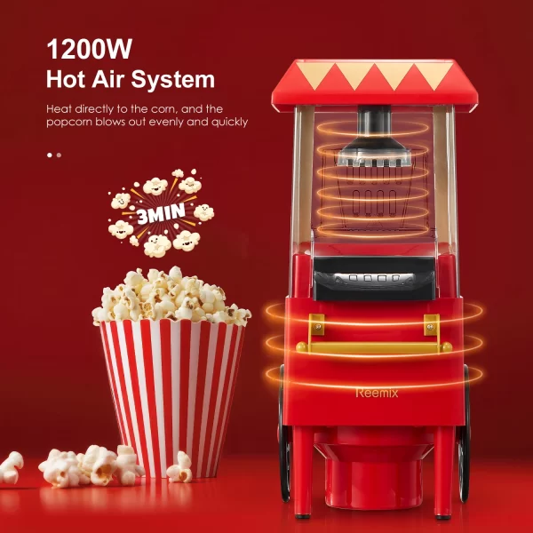 Cozeemax 1200w Retro Hot Air Popcorn Maker - Image 3