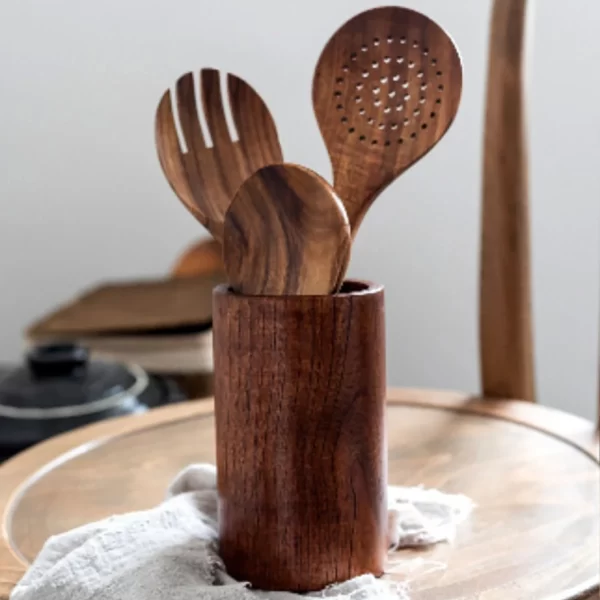 Wooden Kitchen Utensil Set and Storage Holder - Image 6