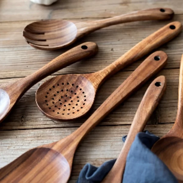 Wooden Kitchen Utensil Set and Storage Holder - Image 5