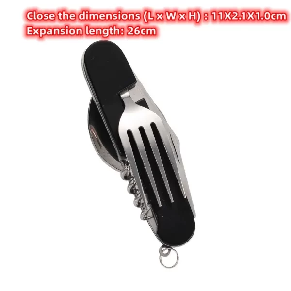 4-in-1 Foldable Camping Utensil Set – Spoon, Fork, Knife & Bottle Opener - Image 6