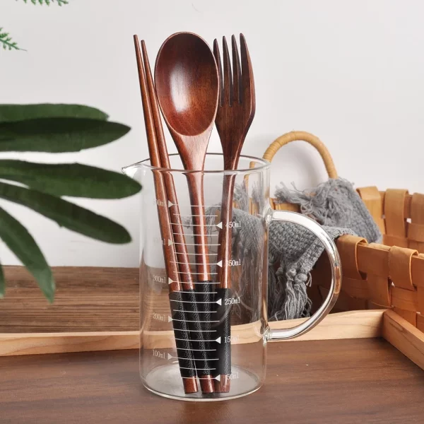 3-Piece Natural Wood Tableware Set - Image 4