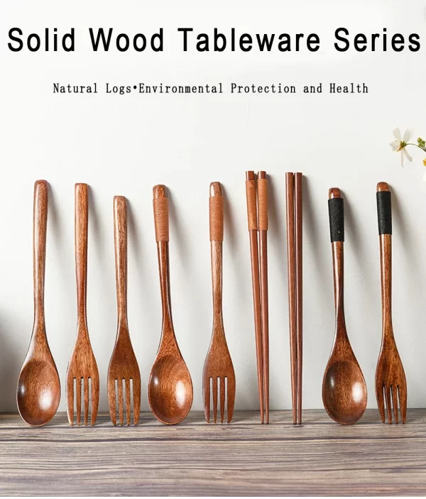 3-Piece Natural Wood Tableware Set - Image 7