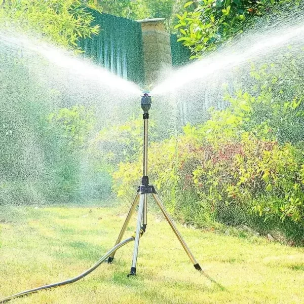 360° Rotating Garden Sprinkler with Adjustable Stainless Steel Tripod - Image 4