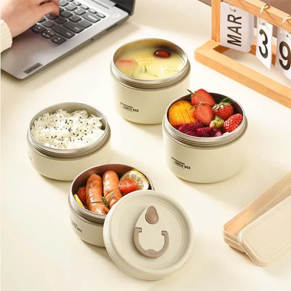 Stackable Thermal Lunch Box Set – 3-Layer Insulated Food Container with Bag - Image 6
