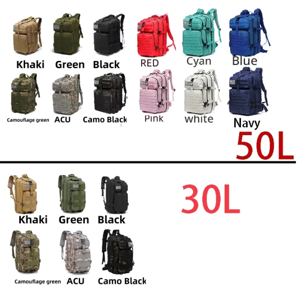 Waterproof Tactical Hiking Backpack – 30L/50L Outdoor Rucksack - Image 2