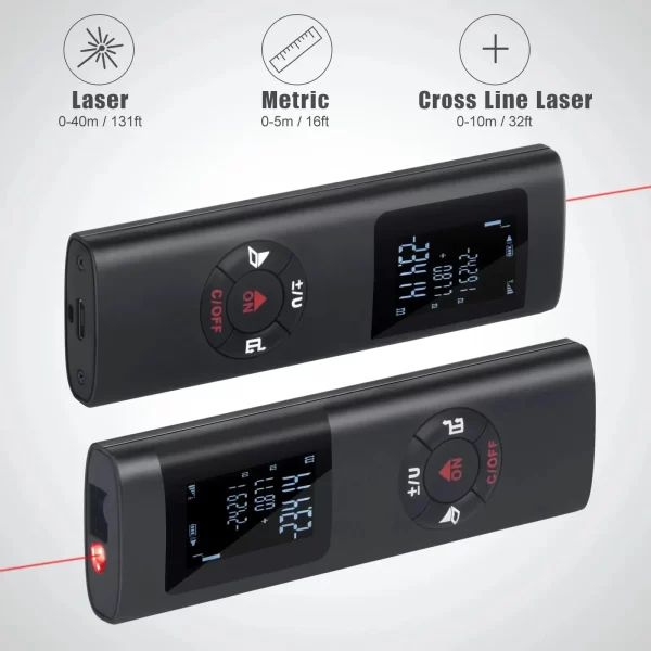 Mini Smart Laser Distance Meter – 40m/60m USB Rechargeable Rangefinder