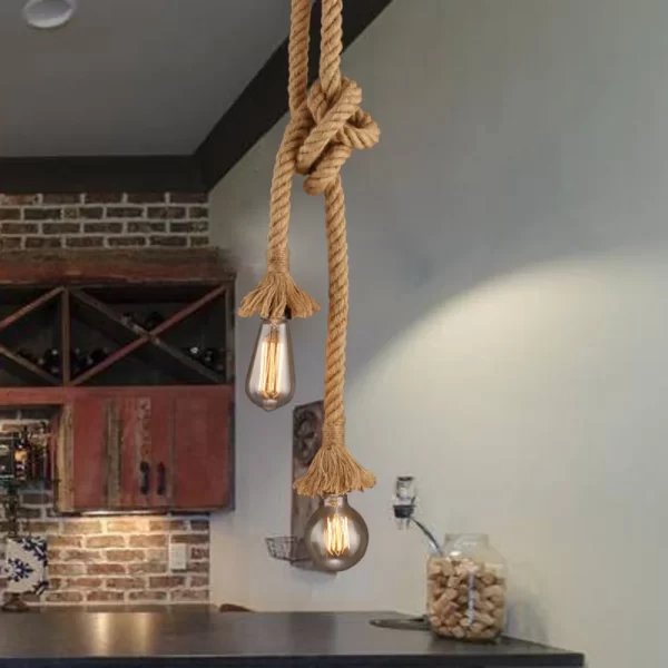 Retro Vintage Hemp Rope Pendant Light - Image 5