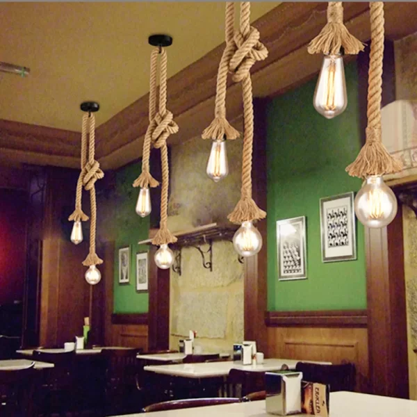 Retro Vintage Hemp Rope Pendant Light - Image 3