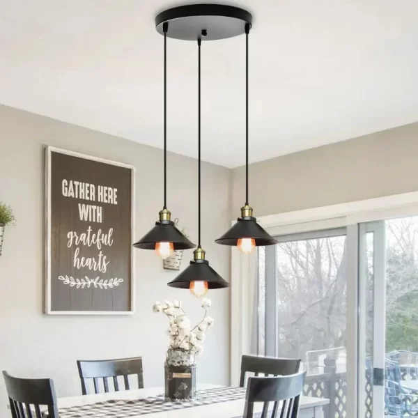 Black Modern Pendant Ceiling Light – 1/2/3 Heads - Image 4
