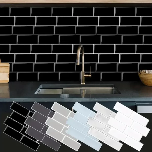 10-Piece Waterproof 3D Peel & Stick Wall Tile Stickers