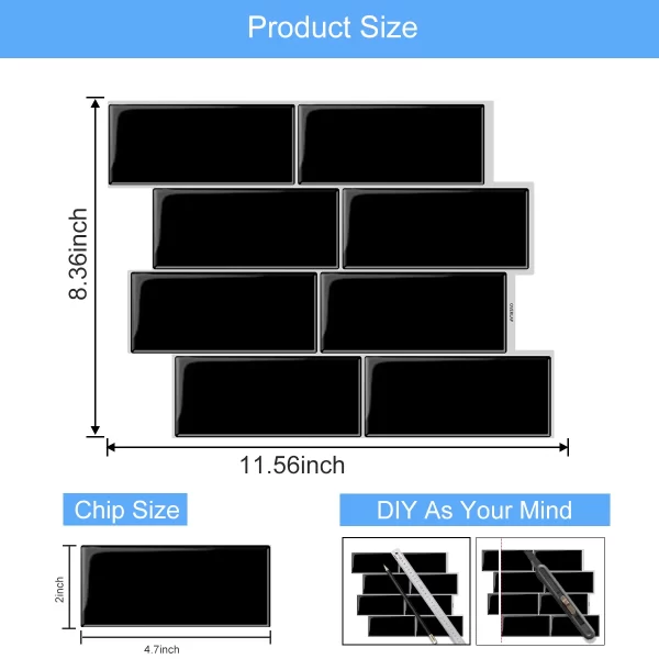 10-Piece Waterproof 3D Peel & Stick Wall Tile Stickers - Image 6