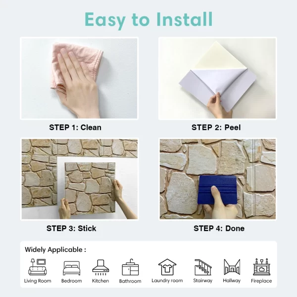 3D Faux Stone Tile Stickers – Matte Finish - Image 6