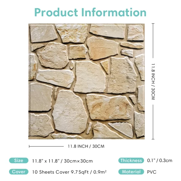 3D Faux Stone Tile Stickers – Matte Finish - Image 5