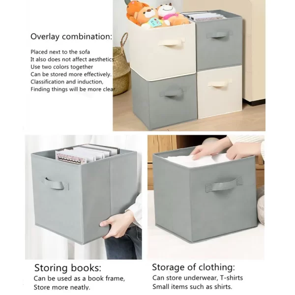 Collapsible Cube Organiser for Home & Kids - Non-Woven Fabric Storage Bin - Image 5